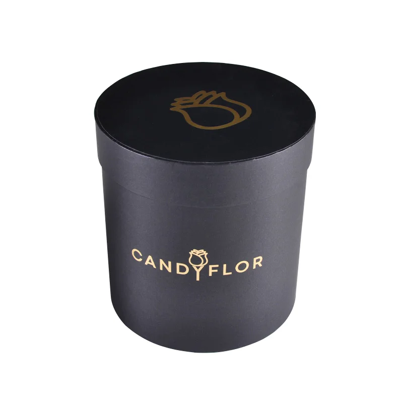 Luxury Cardboard Rose Gift Packaging Customize Paper Flower Box Black Round Boxes For Flowers Packaging