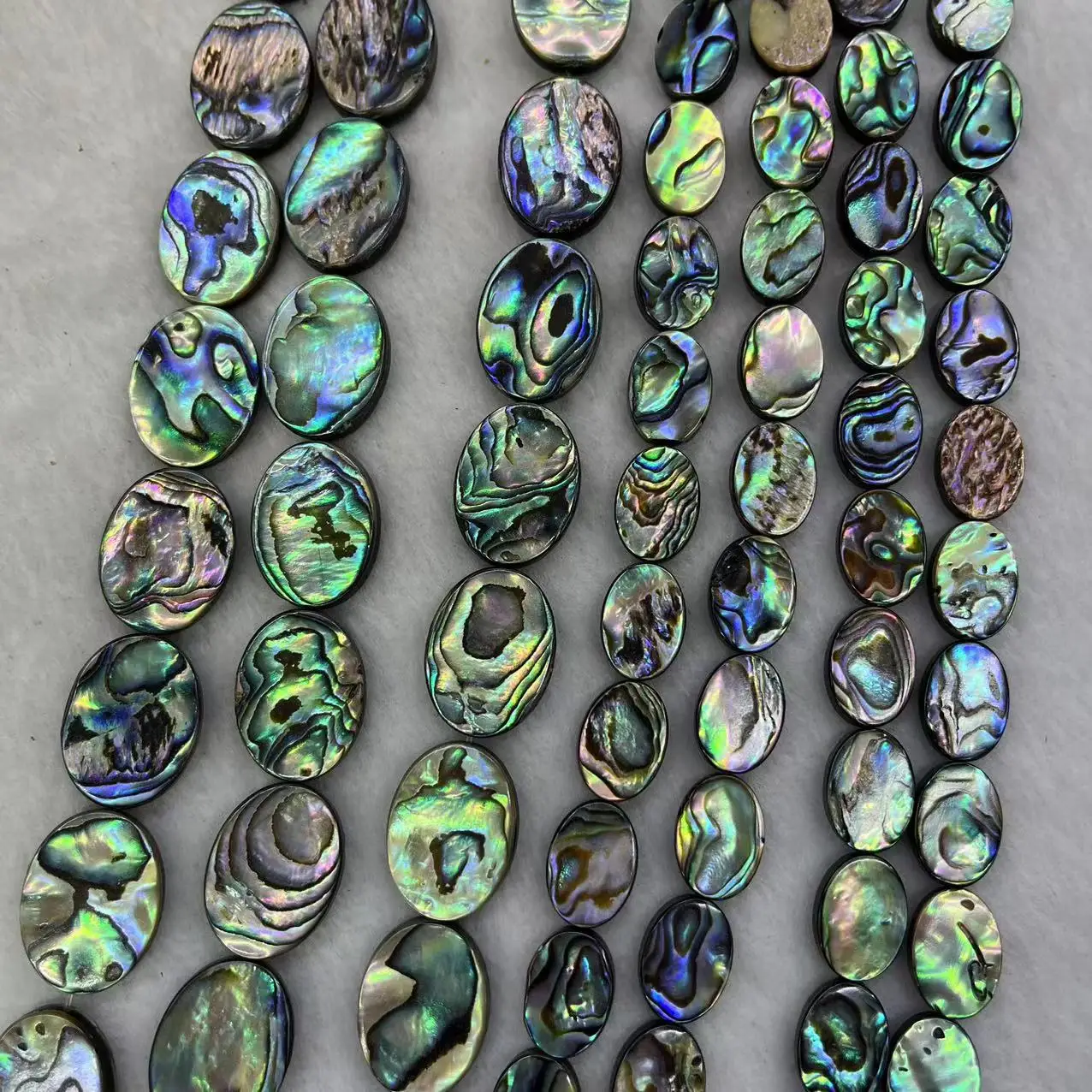 best selling fashion jewelry DIY Flat Oval Abalone Shell Beads & different size for choice multi-colored Length Approx 39cm