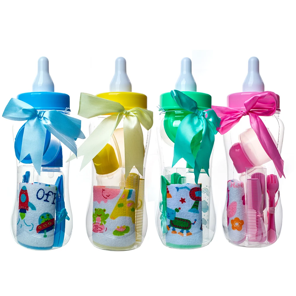 Factory Custom 19PCS Baby Bottle Set BPA-Free Silicone Baby Milk Bottle Set Cartoon Pattern PP Feed Bottle with Kids Gift Box