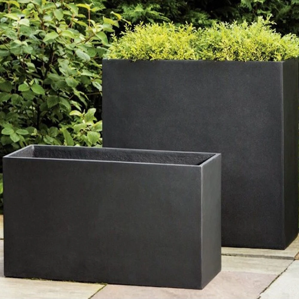 Big Rectangle Planter Box Outdoor Fiberglass Planters Wholesale Fiber Clay Pots