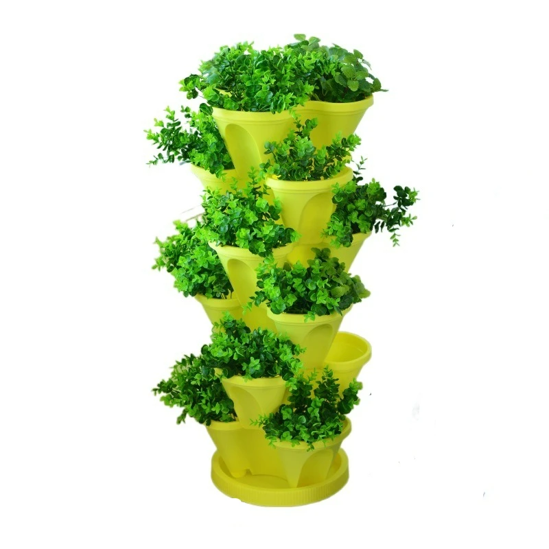 Stackable Planter, Vertical Garden Pots, Strawberry Planter Indoor Outdoor 5 Tier Garden Tower for Growing Herbs Flowers