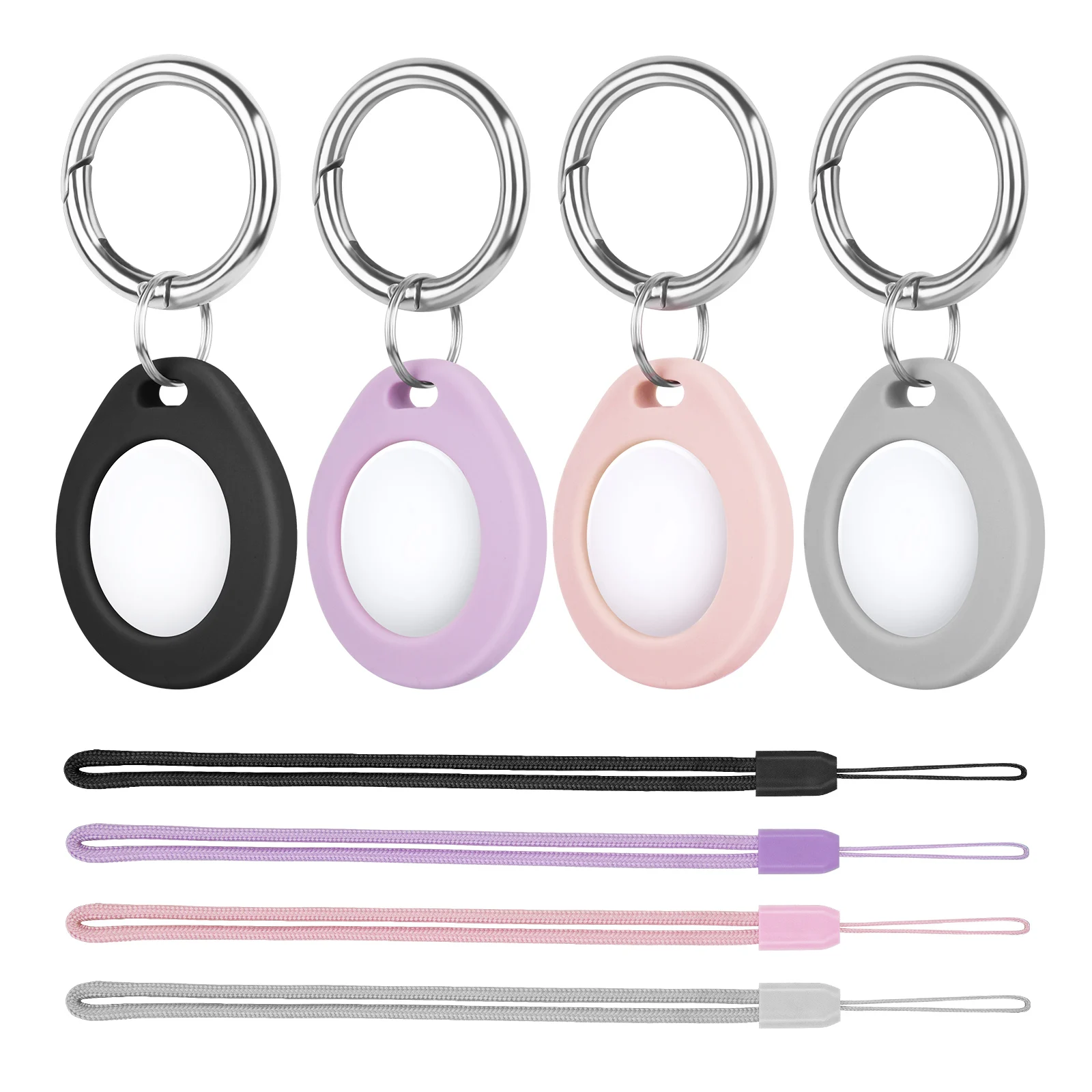 Keyring keychain holder protective sleeve anti scratch protector clip pet dog case cute silicone collar for airtag tracker