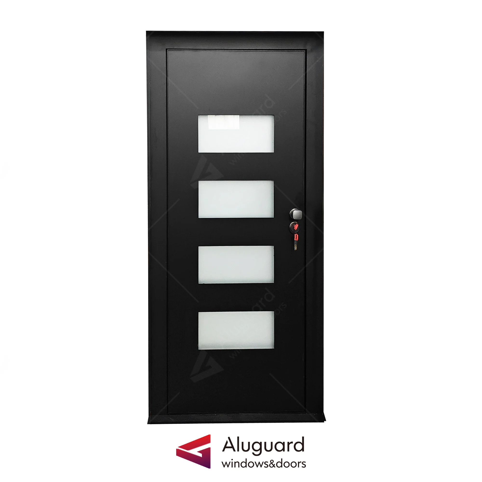 Передние металлические современные наружные защитные стальные двери водонепроницаемые теплоизолированные алюминиевые входные с умным замком