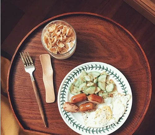 Wholesale high quality retro half circle japanese style trays wooden tray fruit tray