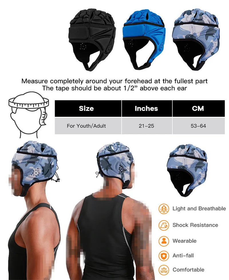 Anti-collision cap adjustable EVA rugby football goalkeeper headgear hockey roller skating helmet