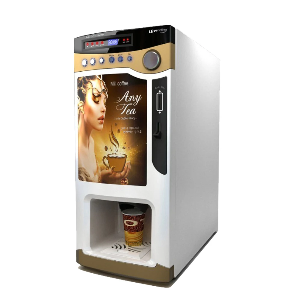 LE303V Levending полностью автоматический монет работает мгновенный маленький горячий шоколад чай турецкий кофе торговый автомат