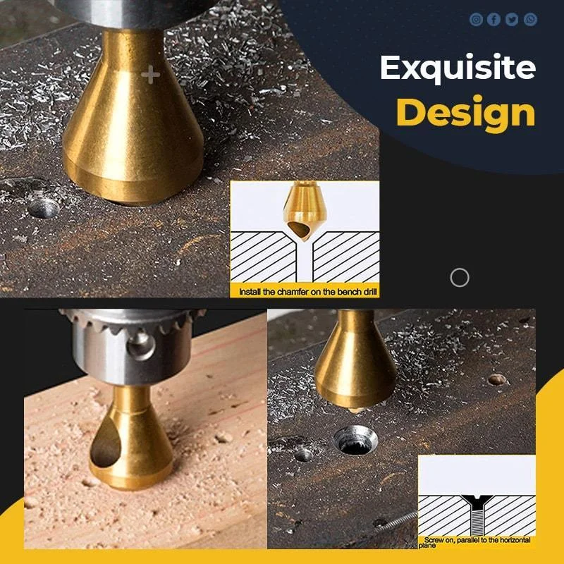 Titanium Coated Countersink Chamfer Tool Deburring Drill Taper Hole Cutter Steel/Aluminum Countersunk Head Chamfering Tools
