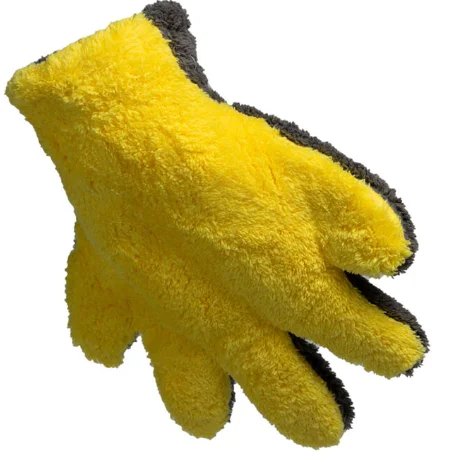 Anti Scratch Anti bacterial Super Soft Absorbent Dual Fleece Microfiber Plush Five-finger Car Wash Mitt House Cleaning Mitt
