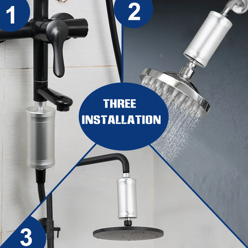 Aluminum Body Shower Purifier Filter Head Water Filtration System Replaceable Filter