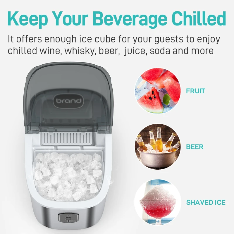 Mini Portable Ice Maker Kitchen Household Ice Making Machine Steel Stainless countertop Ice Cube Maker