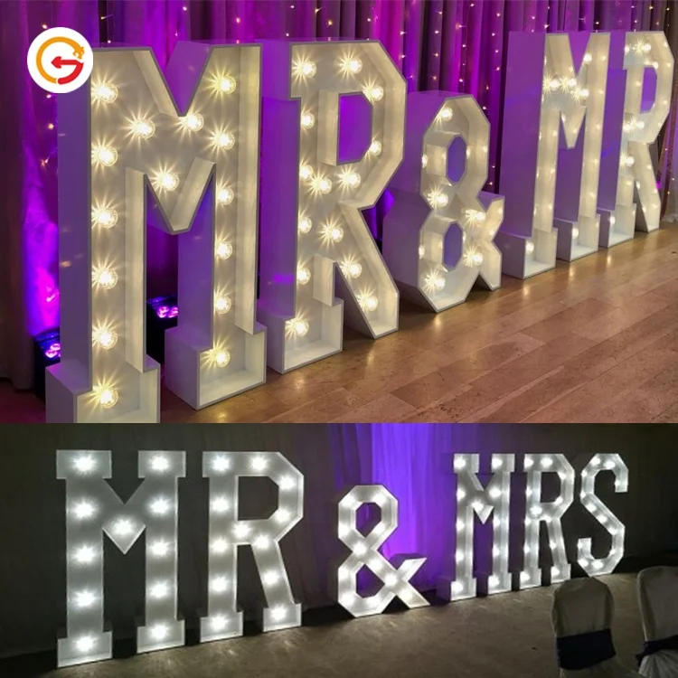 JAGUARSIGN Manufacturer Custom Marry Me Light Up Letters Wedding Decor LED Marquee Letter 4ft Mr and Mrs Sign