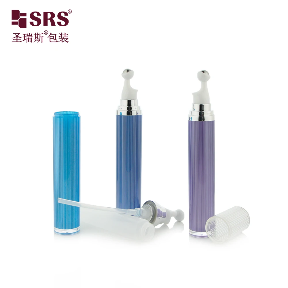 Morandi Color Series Ribbed Design Acrylic Double Wall 15ml 20ml Eye Cream Roll On Bottle