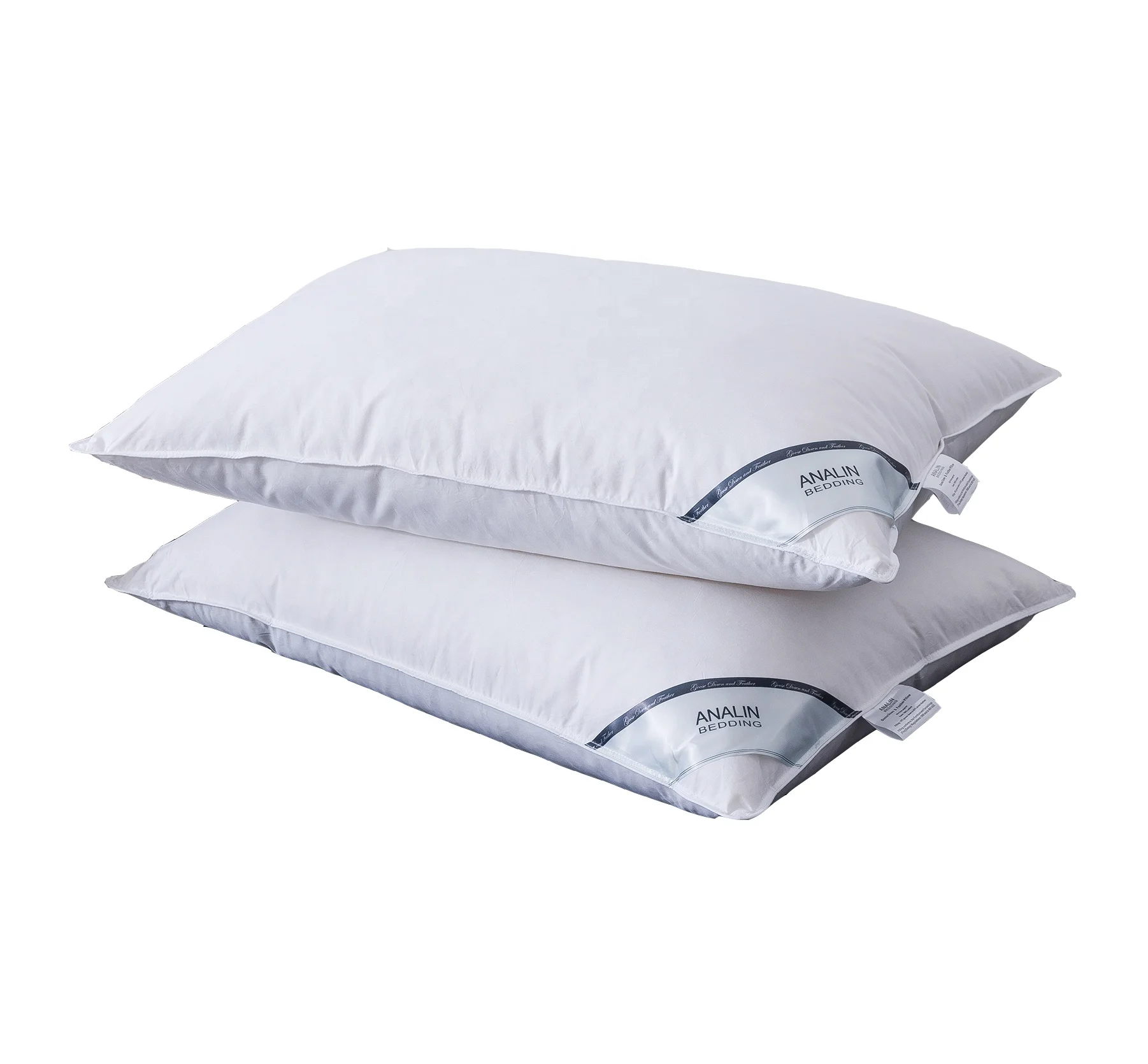 Goose Down Feather Bed Pillows for Sleeping Natural Down Pillows with 100% Cotton Fabric Soft King Size Pillows for Sleeping