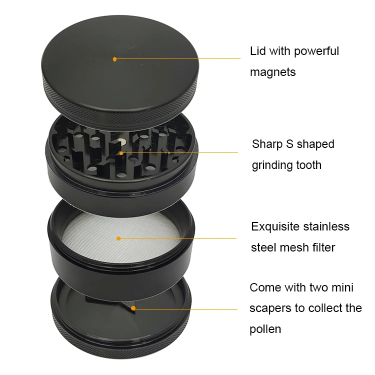 Fancy Popular 75MM 3 inches 4 Pieces Aluminum Herb Grinder Custom Logo Dry Spice Grinder Wholesale