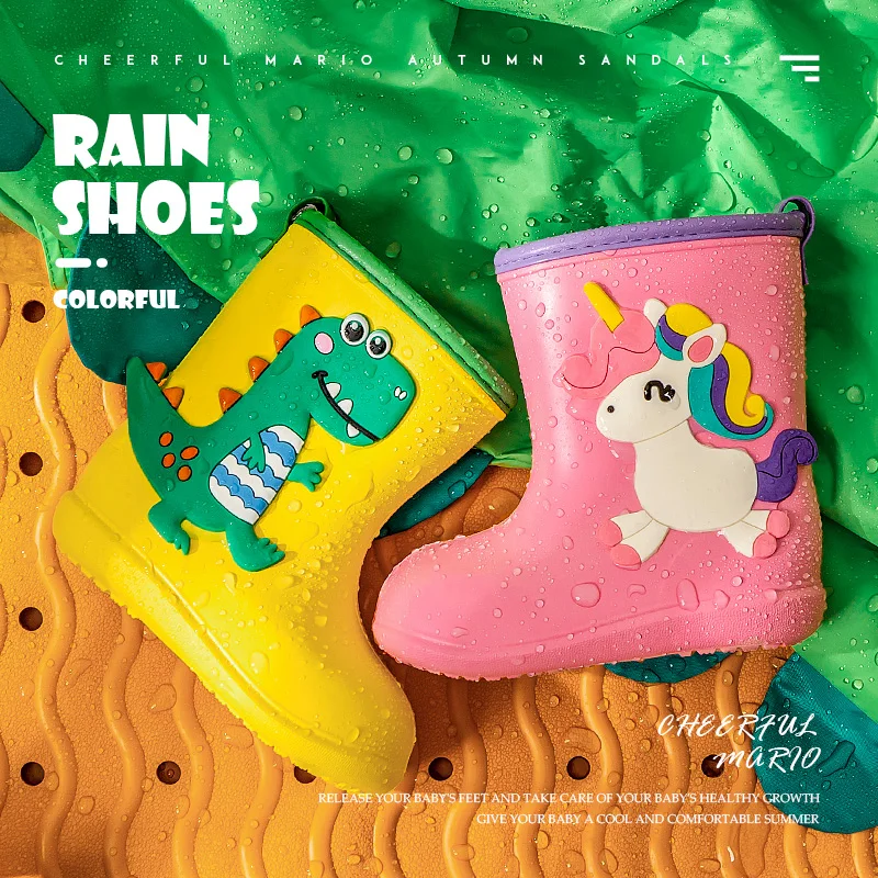 Cheerful Mario 2022 new style children rain boot kids safety rain shoes waterproof baby warm unisex decorative stock