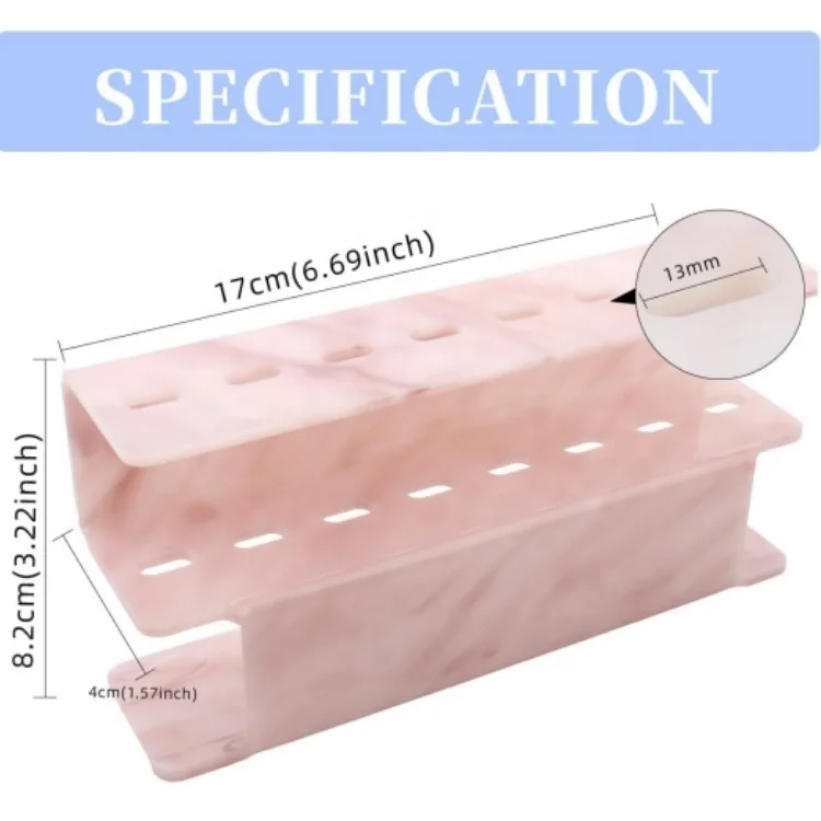 8 Holes Acrylic Pink Tweezers Holder Tweezers Holder Eyelash Extension Supplies Display Stand, 1 Pc (Pink Marble-8 Holes)
