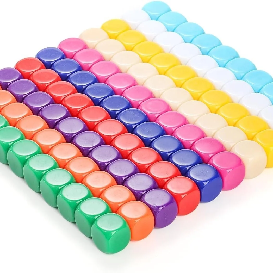 Various Colors Smoothed Surface 16MM Acrylic Blank Dice Board Game Round Angel Dice Cubes D6 Dice