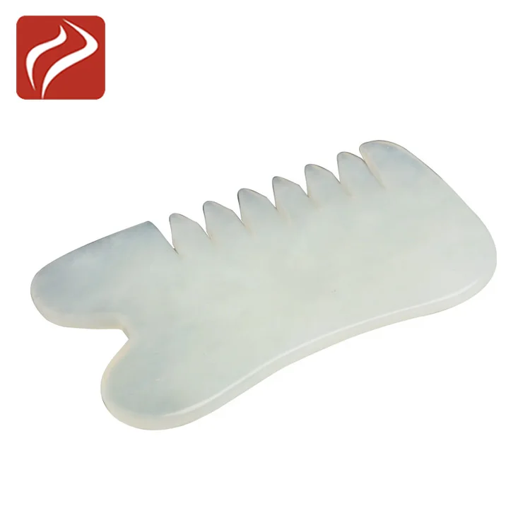 Wholesale Jade Stone Hair guasha Comb Scalp Head Therapy Massage