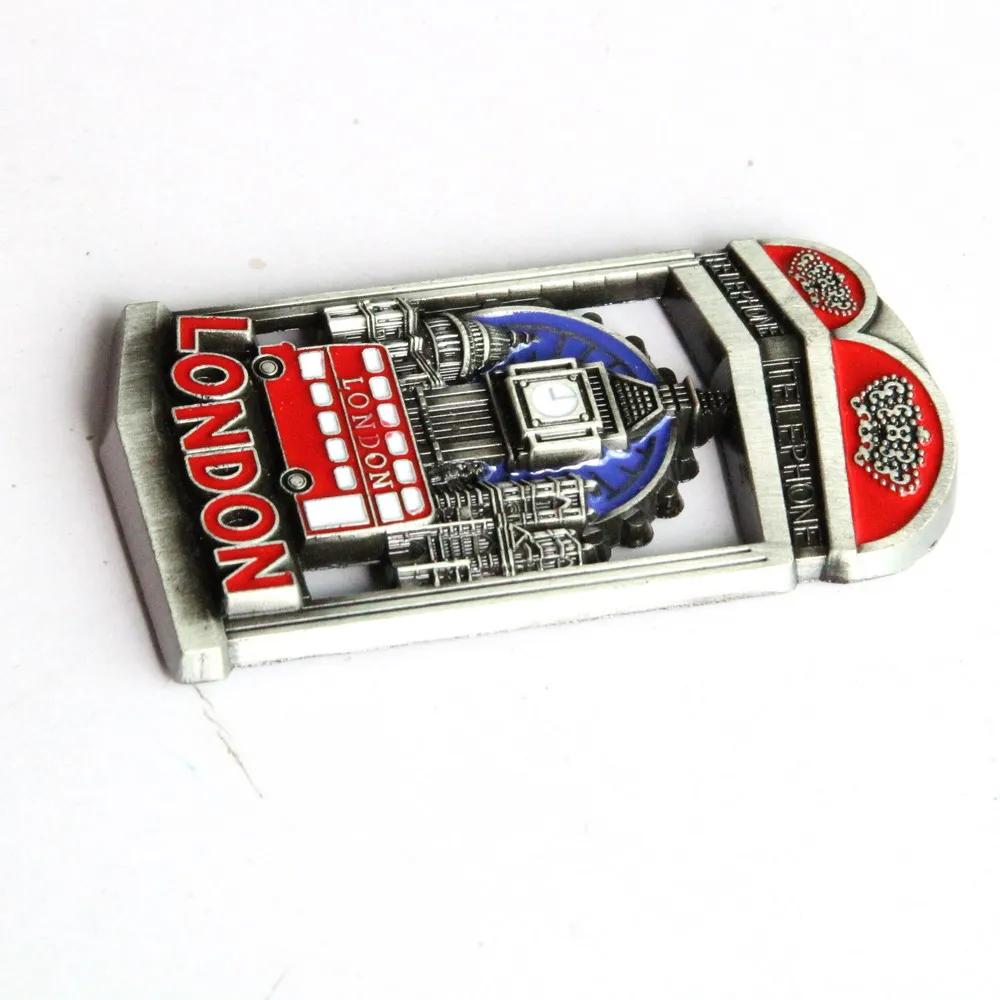 Wholesale custom metal zinc alloy London UK souvenir telephone box fridge magnet