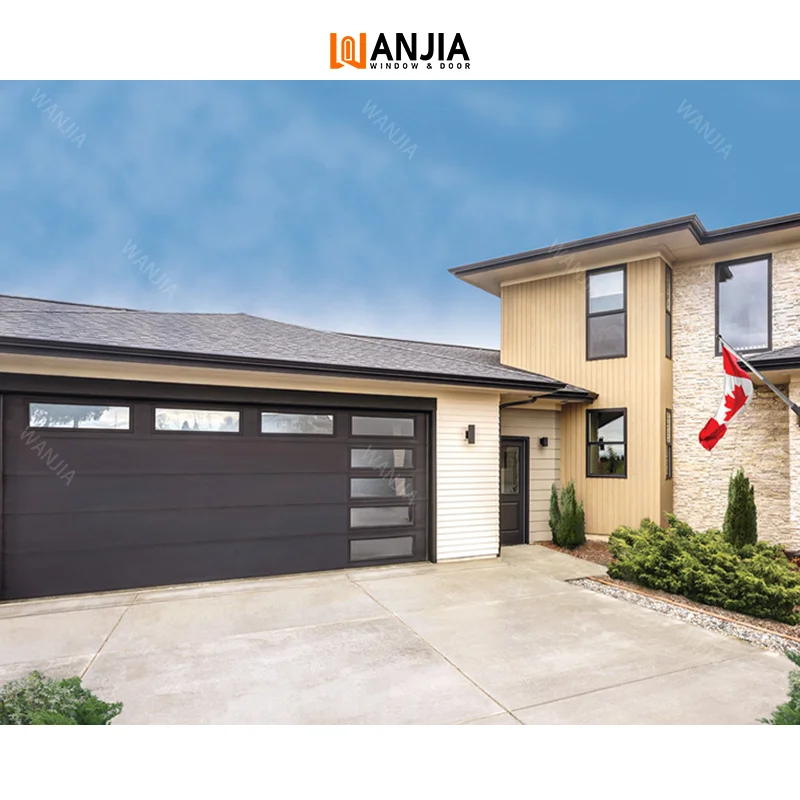 WANJIA Luxury Tempered Glass Garage Door Intelligent Automatic Operation Segment Aluminum Garage Door