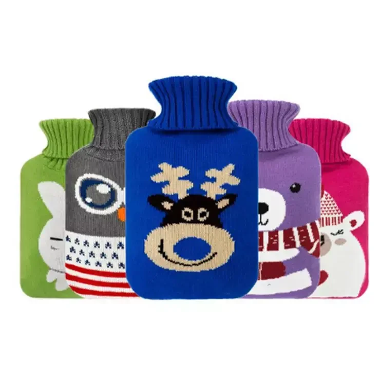 Hot water bag bottle cartoon knitted cover large size Christmas patterns hot water container
