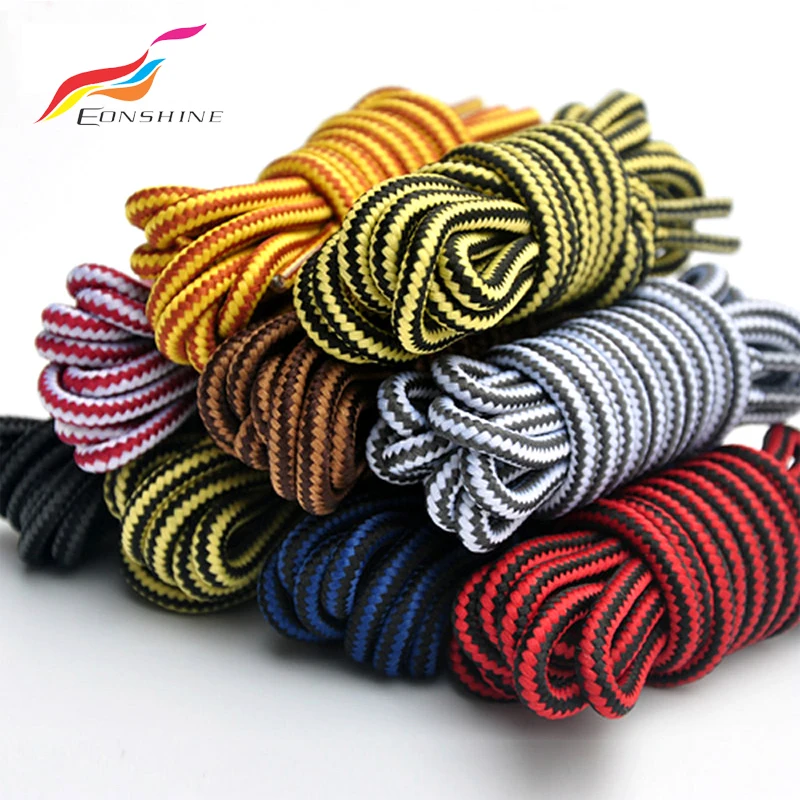 Round Hiking Shoe Laces Double Color Two Toned Shoelace Work Shoes Striped shoelaces for Sale