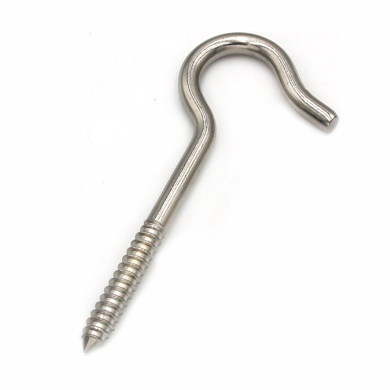 Factory Self Tapping Question Mark Design Decorative Single Coat Hook Stainless Steel 304 316 Lag Hook Screw with Shoulder