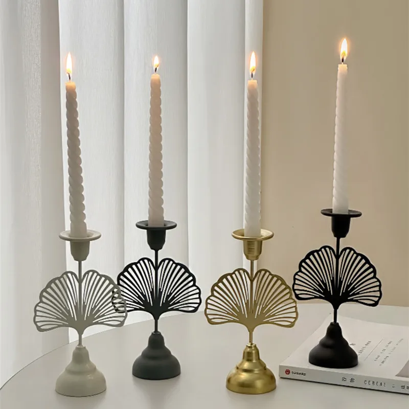 Design Black Metal Candlestick Wedding Decoration Photography Atmosphere Wrought Iron Pillar Candle Holders