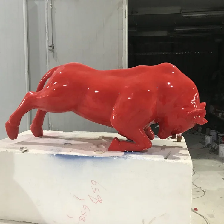 Fiberglass red bull Resin craft animal models for sale  Outdoor Art Deco sculpture ornaments Cartoon decoration gift props