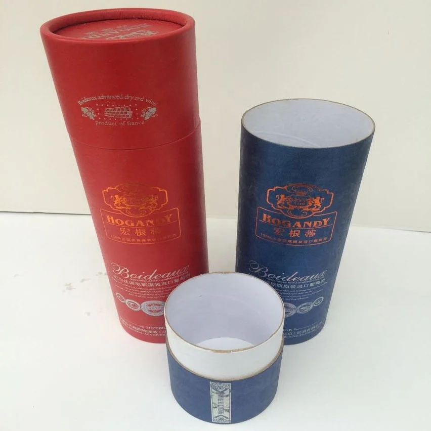 Custom Whiskey Packaging Paper Cardboard Tube For Glass Bottle Brown Paper Craft Tube For Beverage Packaging