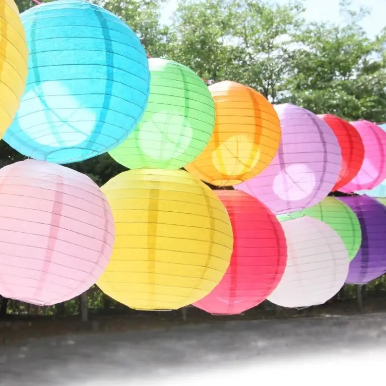Custom Size Colorful Paper Lantern Outdoor Ornament Wedding Party Background Decorations Hanging Paper Lampshade