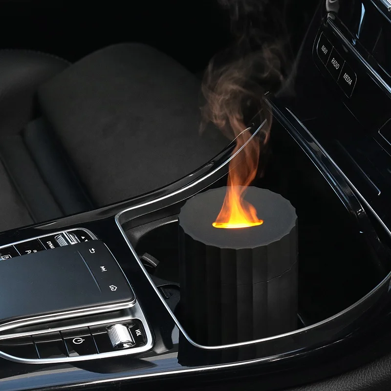 Colorful Flame Aroma Diffuser Car Humidifier Upgraded 100ML 7 Flame Colors Noiseless Fire Essential Oil Diffuser For Car Office