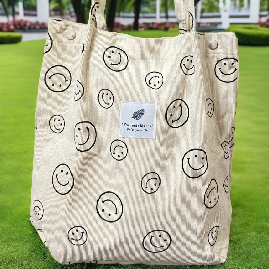 Personalized Teacher Grandma Canvas Tote Bags Cheap Embroidered Blank Corduroy Totes Interior Pockets Custom Gift Bags