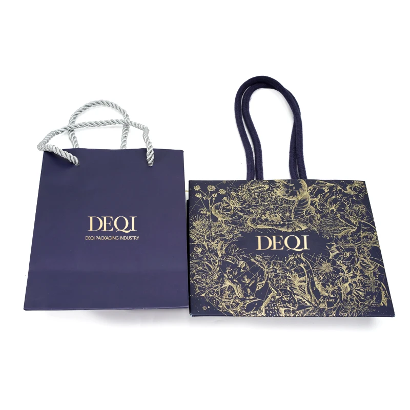 Offset printing custom luxury boutique jewellery big brand store paper tote shopping retail gift bag with handle for packaging
