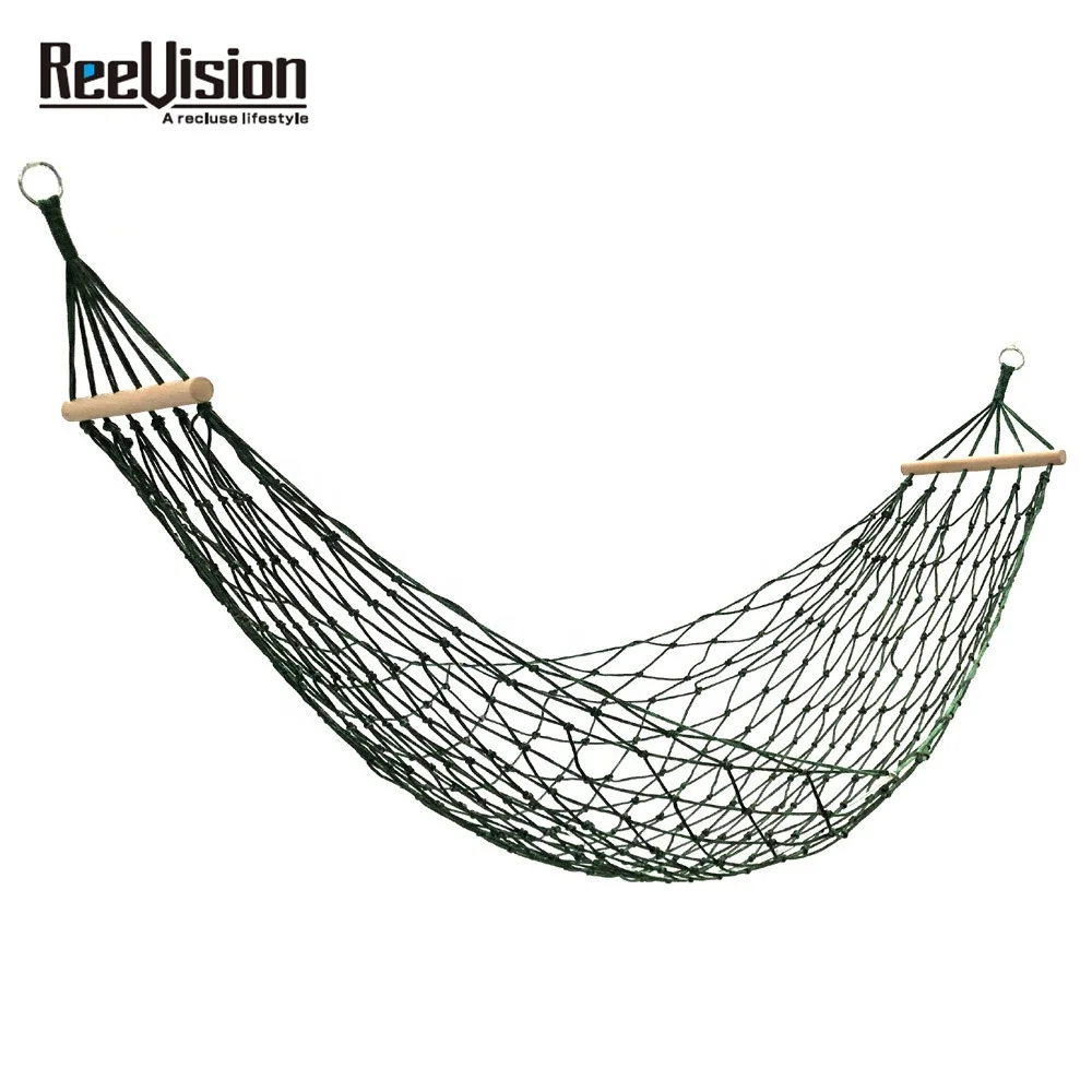 Camping Portable Net Rope Hammock with Wood Hot Sell Outdoor Bar Outdoor Furniture Human Engineering Design