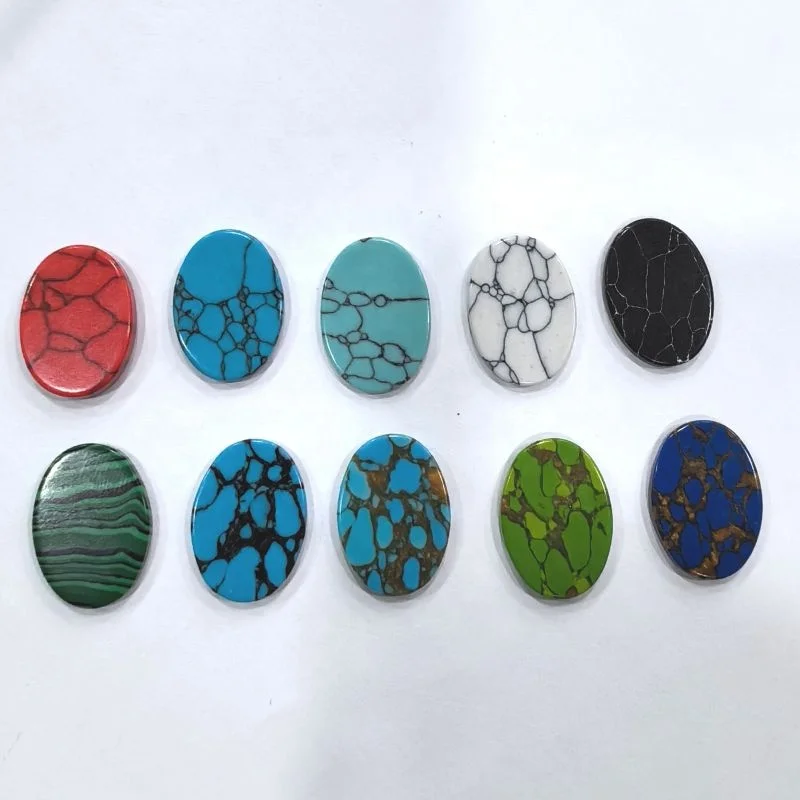 10x14 12x16 13x18mm Oval Double Plane Flat Bottom Turquoise Malachite Oval Flat Stone Ring Setting For Handmade
