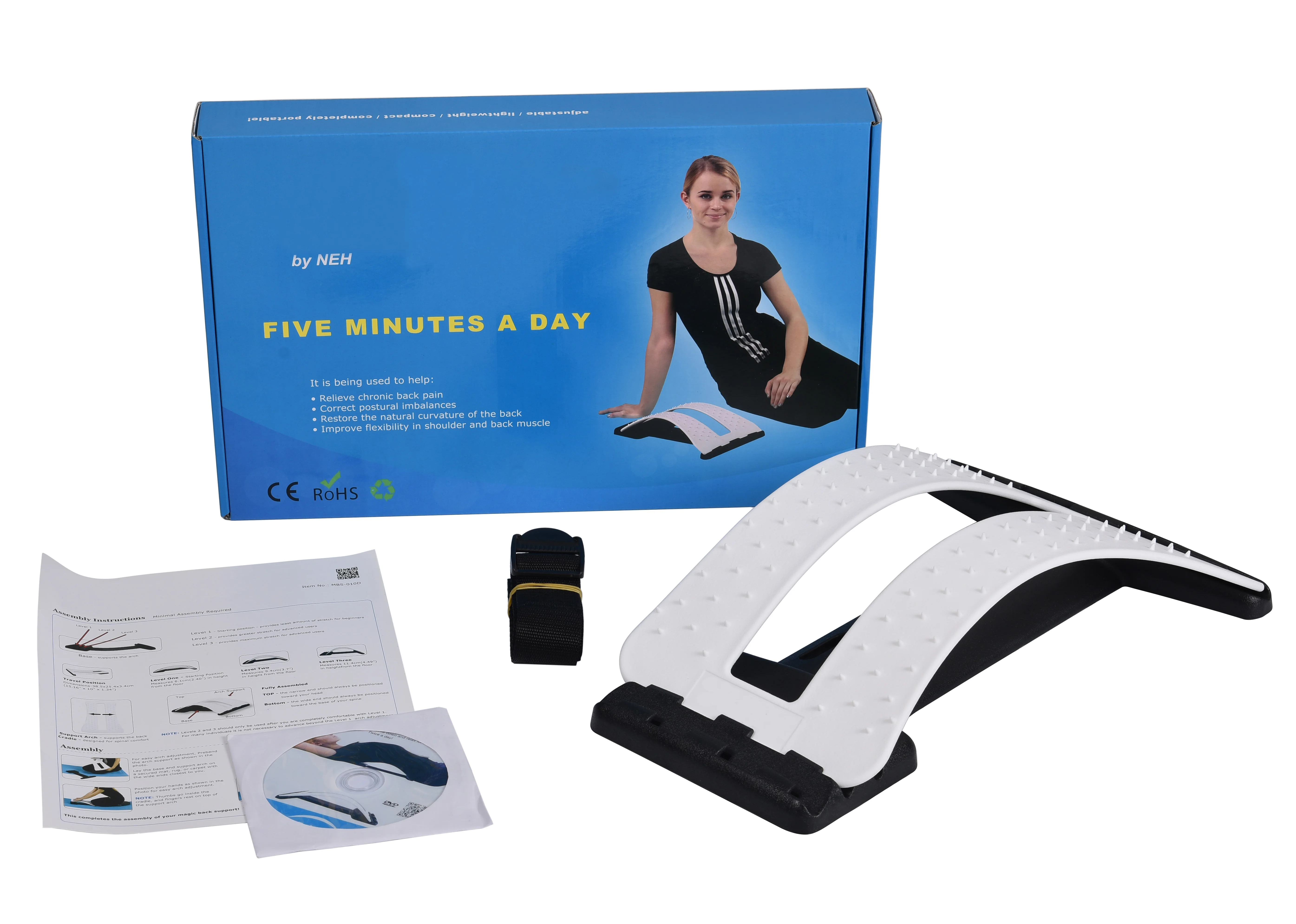 MBS-010D 3 Level Adjustable Back Lumbar Traction Device Stretcher other massage products for back massage with massage ball