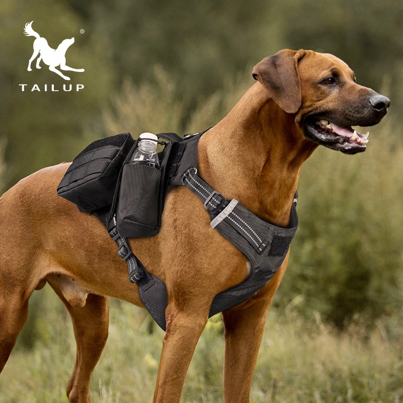 2021 TAIL UP Outdoor Tactical Dog Harness Set with Pouch for Training Hiking