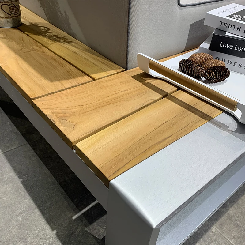 sigarten discount furniture garden outdoor patio  set luxury hotel wood teak outdoor sofa set