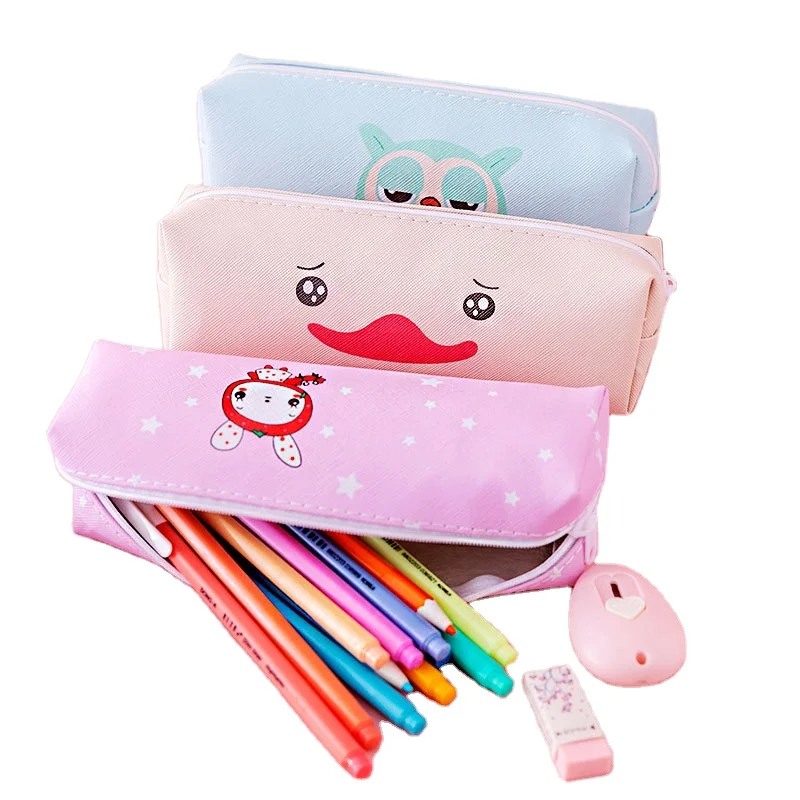 Canvas School Pencil Case for Boys Girls Simple Candy Color Large-capacity Pencil Cases Stationery Cosmetic Bag