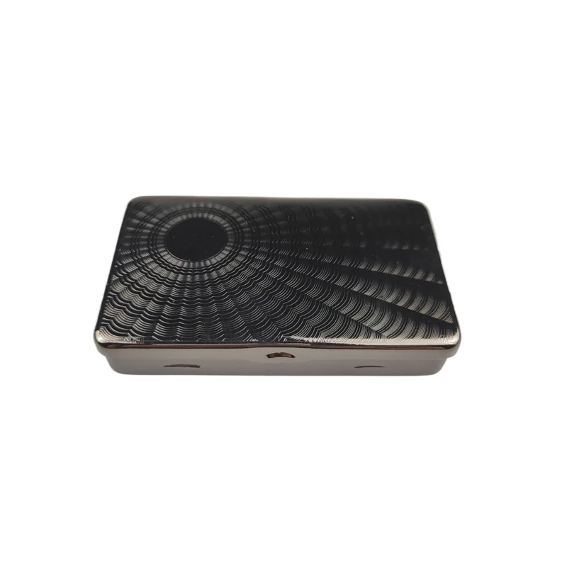 Portable Metal Cigarette Case 20pcs Gun Black Custom Design Pocket Cigarette Case