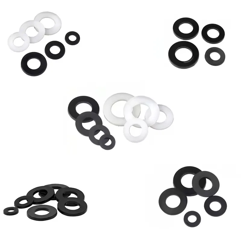 Food Grade DIN Plastic/PA66/Nylon Washers in Black and White 4mm 5mm 6mm 2mm 3mm Thickness with M2 M2.5 M2.3 M4 M5 M6 M8