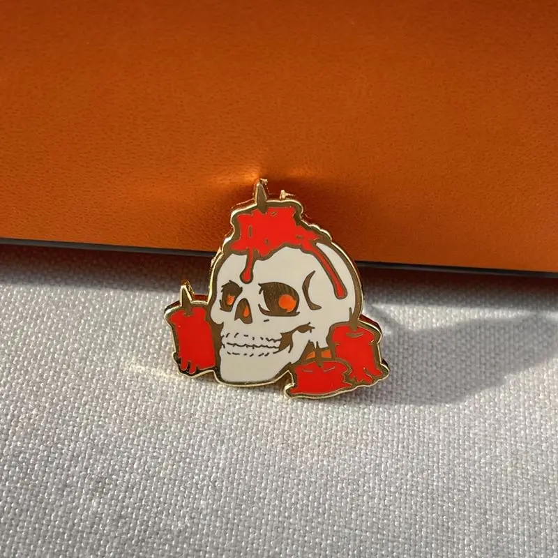 Manufacturer designer metal badge lapel pin custom shiny gold book skull hard enamel pin