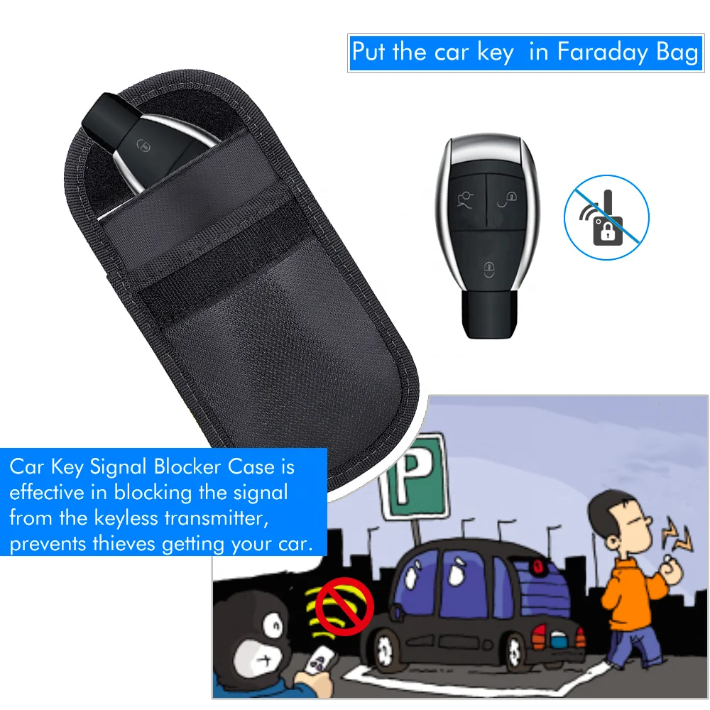 Hot Sale Car Rfid Signal Blocking Fireproof Waterproof Bag For Key Fob Anti-theft Pouch Car Anti-hacking Key Case