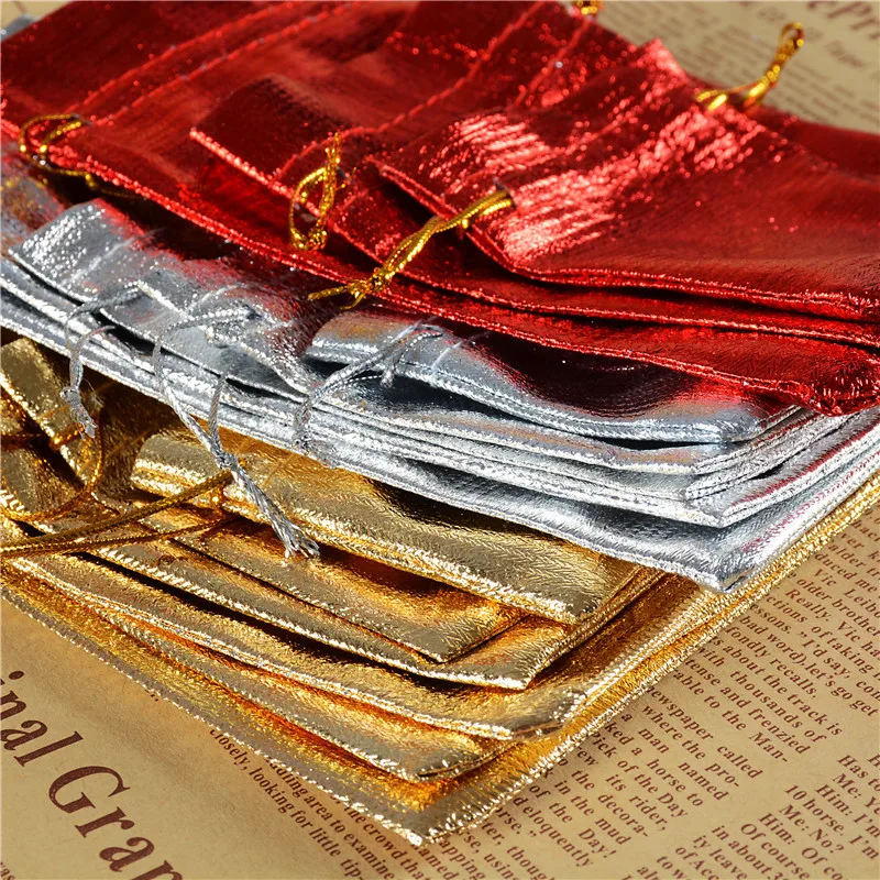 7*9cm Silver/Gold Color Organza Bags Candy Bags Metallic Foil Organza Pouches Christmas Wedding Party Favour Gifts Candy Bags