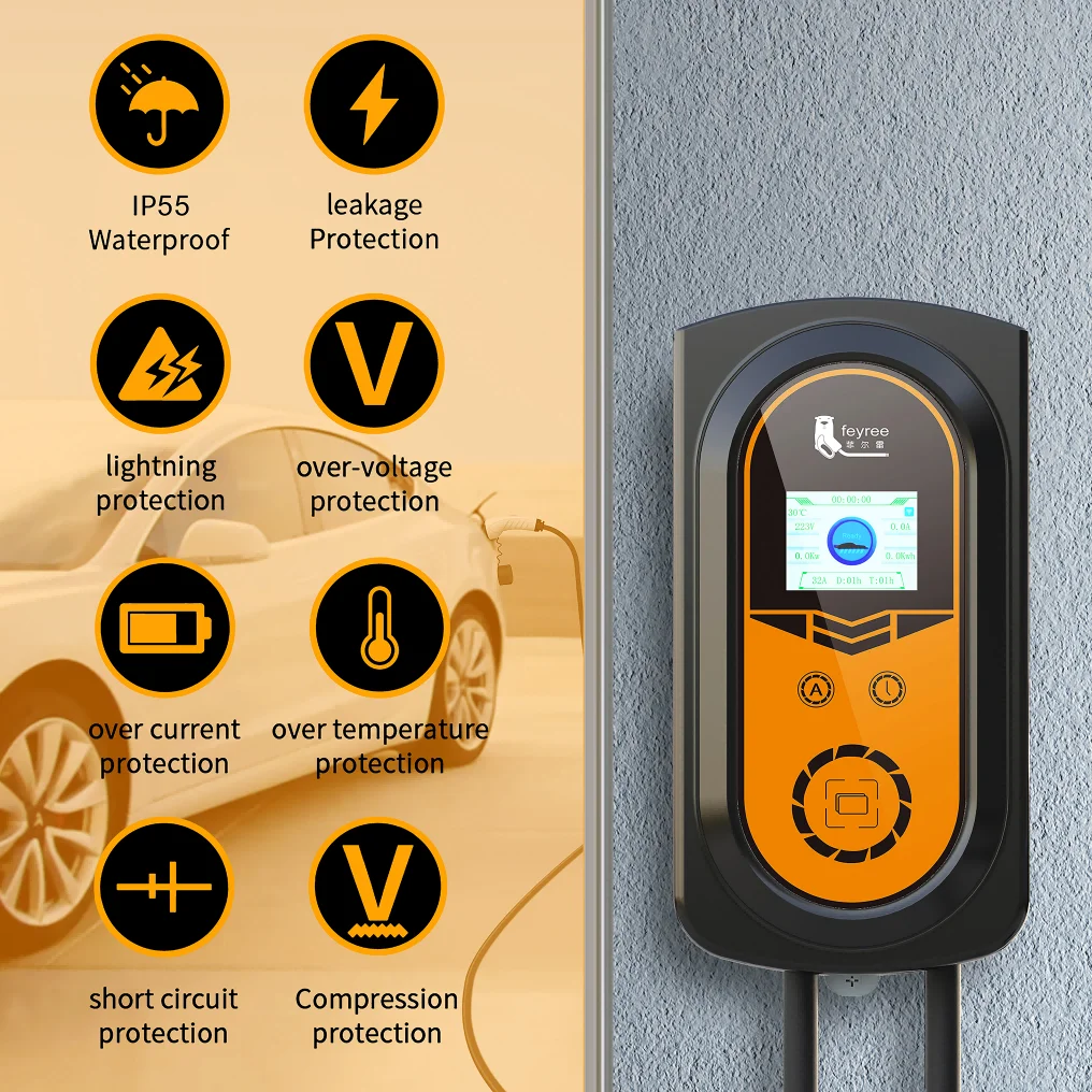 Feyree wallbox 32A 7KW IEC 62196 type 2 EV charging stations level 2 ev charger