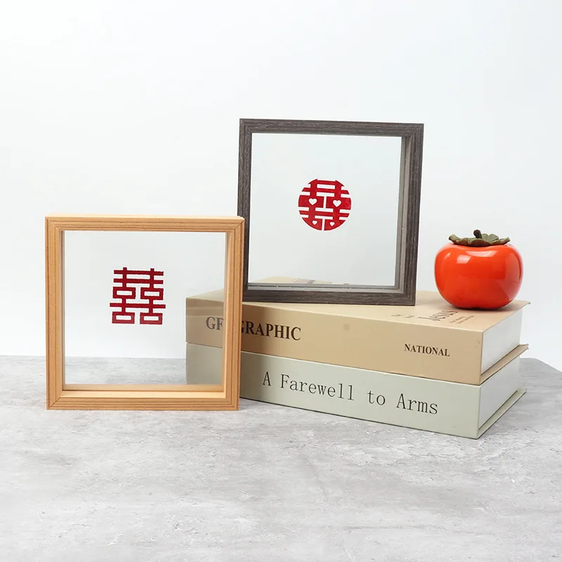 Wholesale Custom Wood Double Sided Glass Picture Frame Plant Specimen Photo Frame For Home Decor