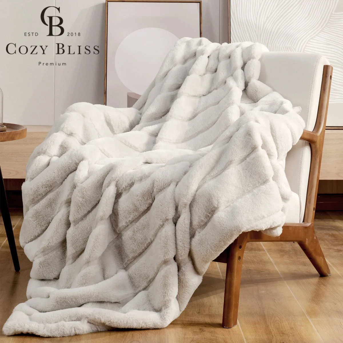 Новое поступление от Cozy Bliss, Лидер продаж на Amazon, оптовая продажа, домашний текстиль, роскошное покрывало из искусственного кроличьего меха для дивана