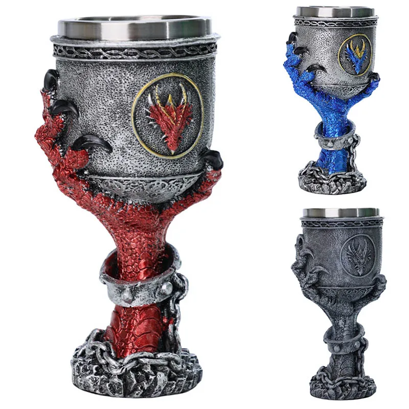 Home Club Stainless Steel Liner Strong Wine Red Wine Whiskey Glass Wine Set Creative 3D Dragon Eagle Claw Skull Goblet
