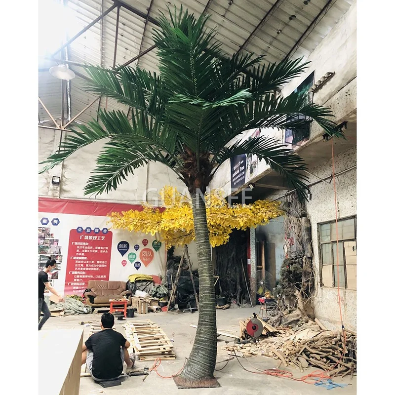 customized good price 5m large indoor outdoor palm plants decorative tall and big tropics artificial fake king coconut palm tree